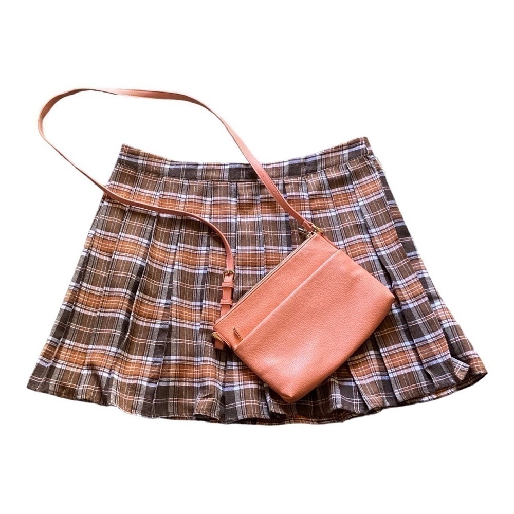 WOMENS BUNDLE-SHEIN PLAID SKIRT 2X & A NEW DAY CROSSBODY BAG